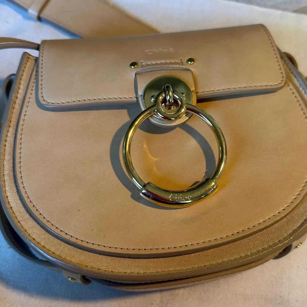 CHLOE Tess Calfskin Leather Crossbody Bag in Bleached Brown w Gold Hardware EUC - Picture 16 of 16